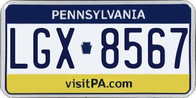 PA license plate LGX8567