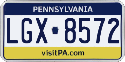PA license plate LGX8572