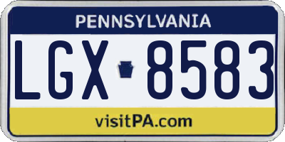 PA license plate LGX8583