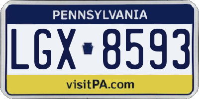 PA license plate LGX8593