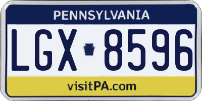 PA license plate LGX8596