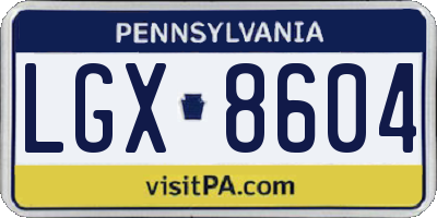 PA license plate LGX8604