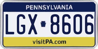 PA license plate LGX8606