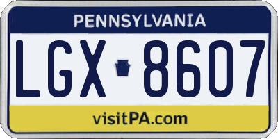 PA license plate LGX8607