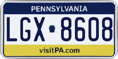 PA license plate LGX8608