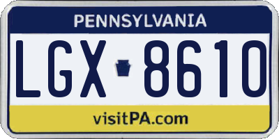 PA license plate LGX8610