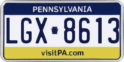 PA license plate LGX8613