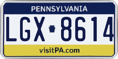 PA license plate LGX8614
