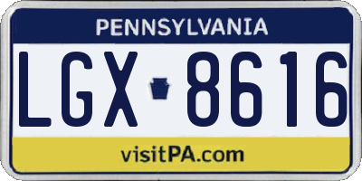 PA license plate LGX8616