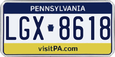 PA license plate LGX8618