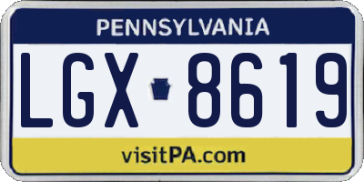 PA license plate LGX8619