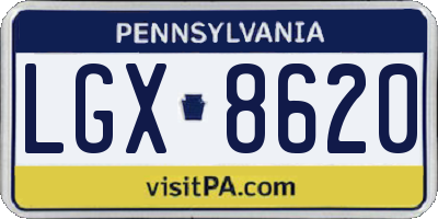 PA license plate LGX8620