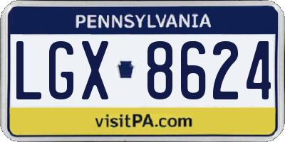 PA license plate LGX8624