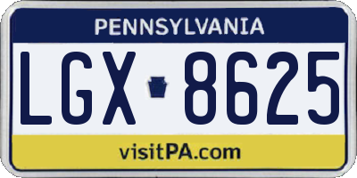 PA license plate LGX8625