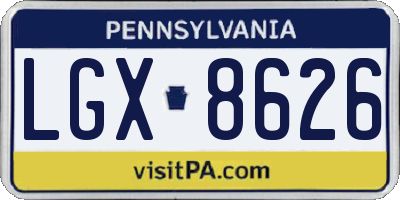 PA license plate LGX8626
