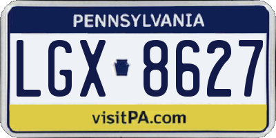 PA license plate LGX8627