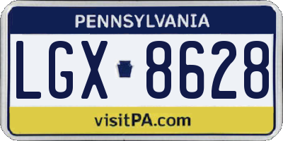 PA license plate LGX8628