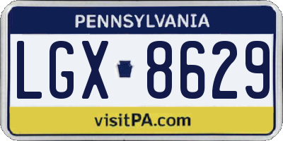 PA license plate LGX8629