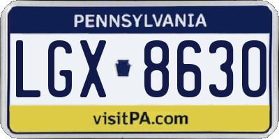 PA license plate LGX8630