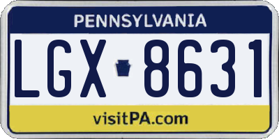 PA license plate LGX8631