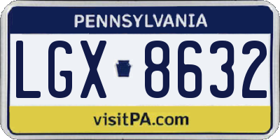 PA license plate LGX8632
