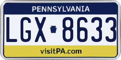 PA license plate LGX8633