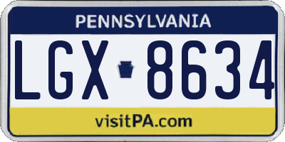 PA license plate LGX8634