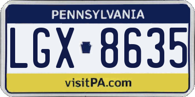 PA license plate LGX8635