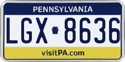 PA license plate LGX8636
