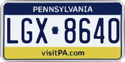 PA license plate LGX8640