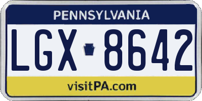 PA license plate LGX8642