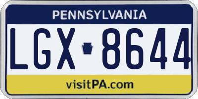 PA license plate LGX8644