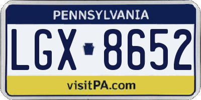 PA license plate LGX8652