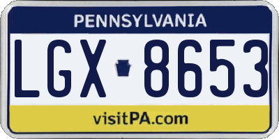 PA license plate LGX8653
