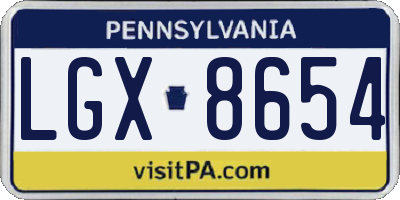 PA license plate LGX8654