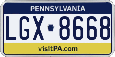 PA license plate LGX8668