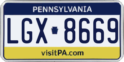 PA license plate LGX8669
