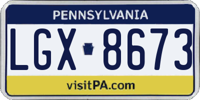 PA license plate LGX8673