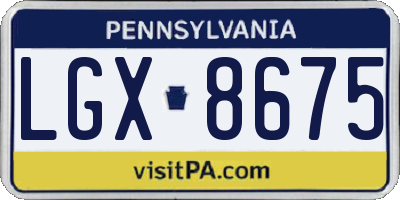 PA license plate LGX8675