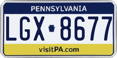 PA license plate LGX8677