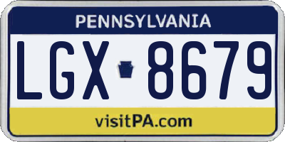 PA license plate LGX8679