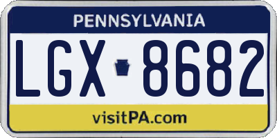 PA license plate LGX8682
