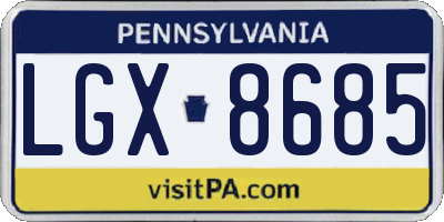 PA license plate LGX8685