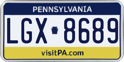 PA license plate LGX8689