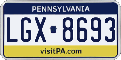PA license plate LGX8693