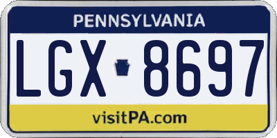 PA license plate LGX8697
