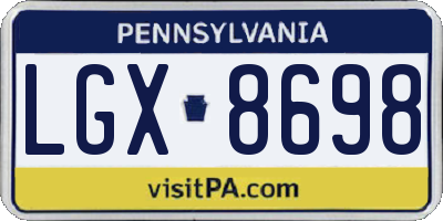 PA license plate LGX8698