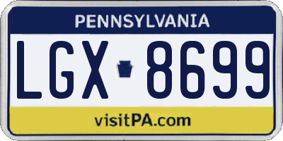 PA license plate LGX8699