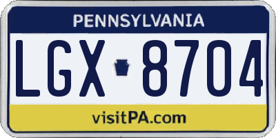 PA license plate LGX8704