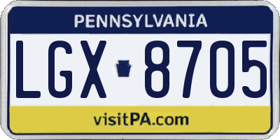 PA license plate LGX8705